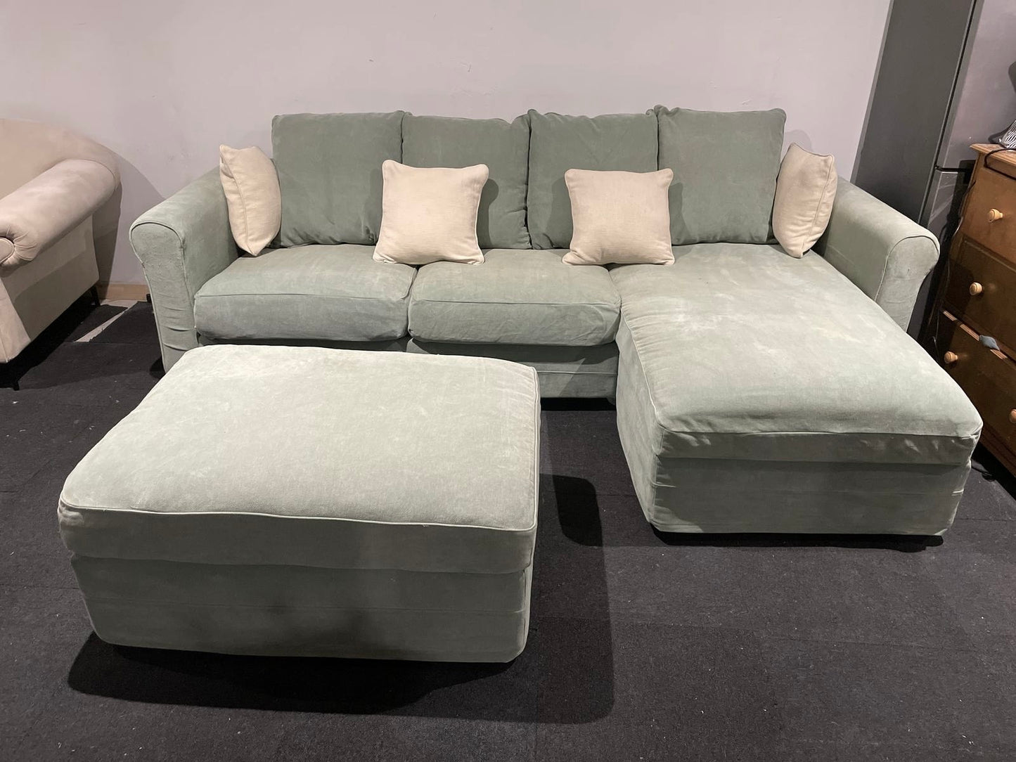 Corner Sofa Set w/ Storage - Peppermint Green