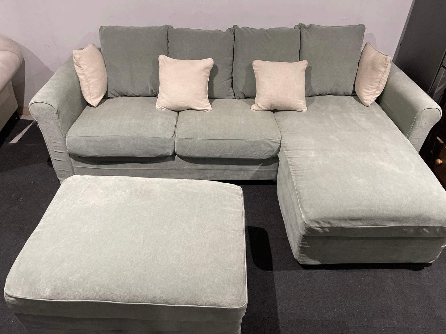Corner Sofa Set w/ Storage - Peppermint Green