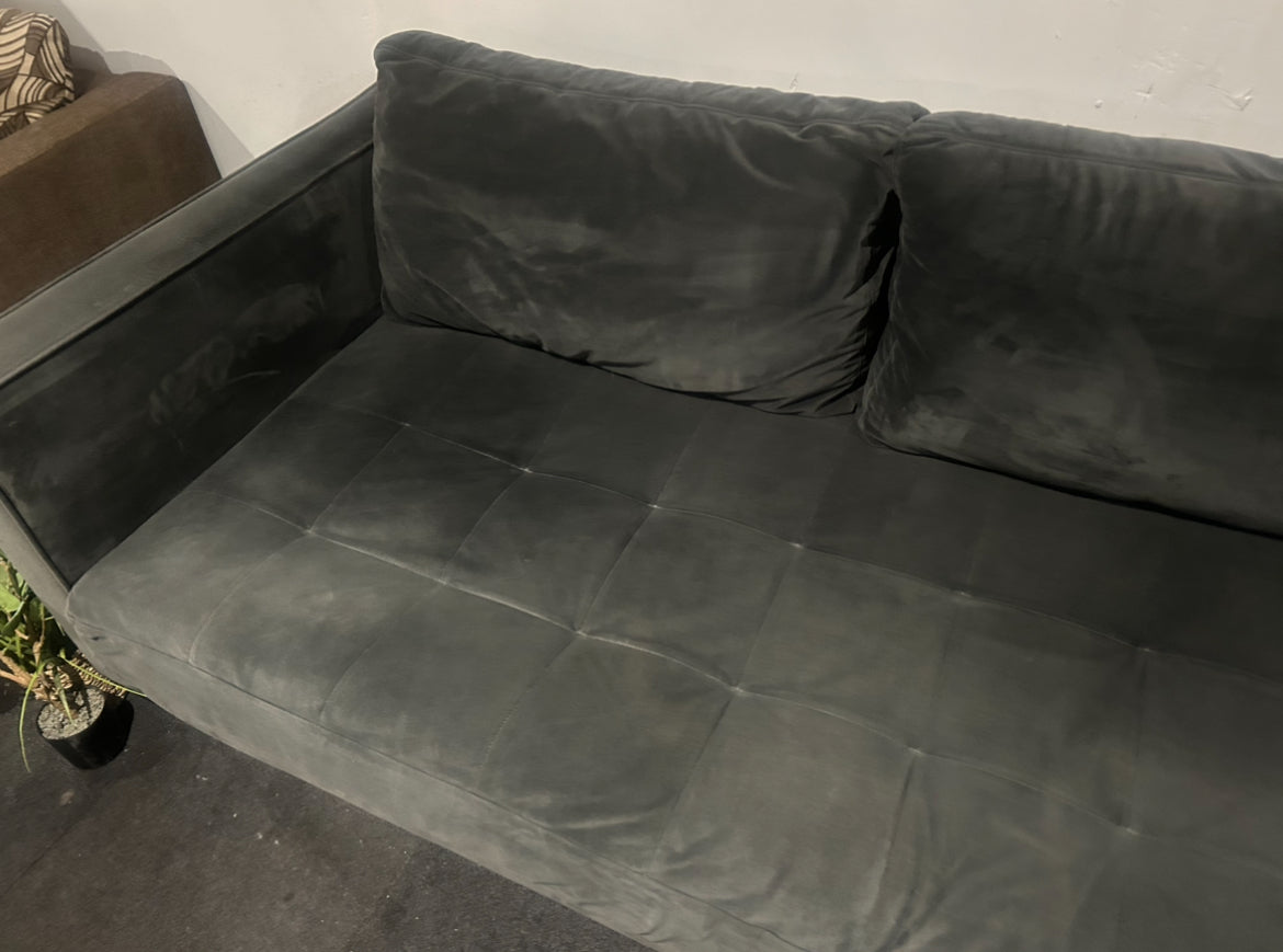Velvet Corner Sofa - Grey