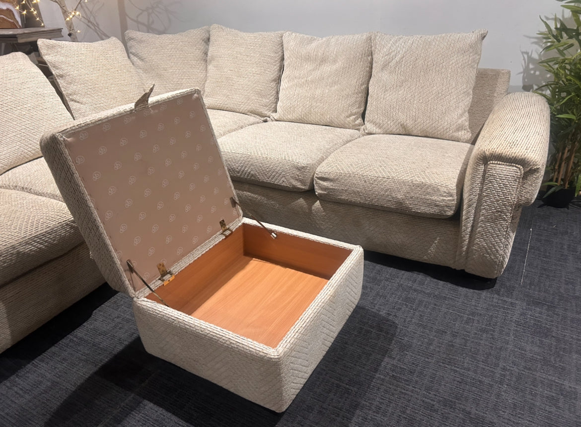 Corner Sofa & Footstool - Cream