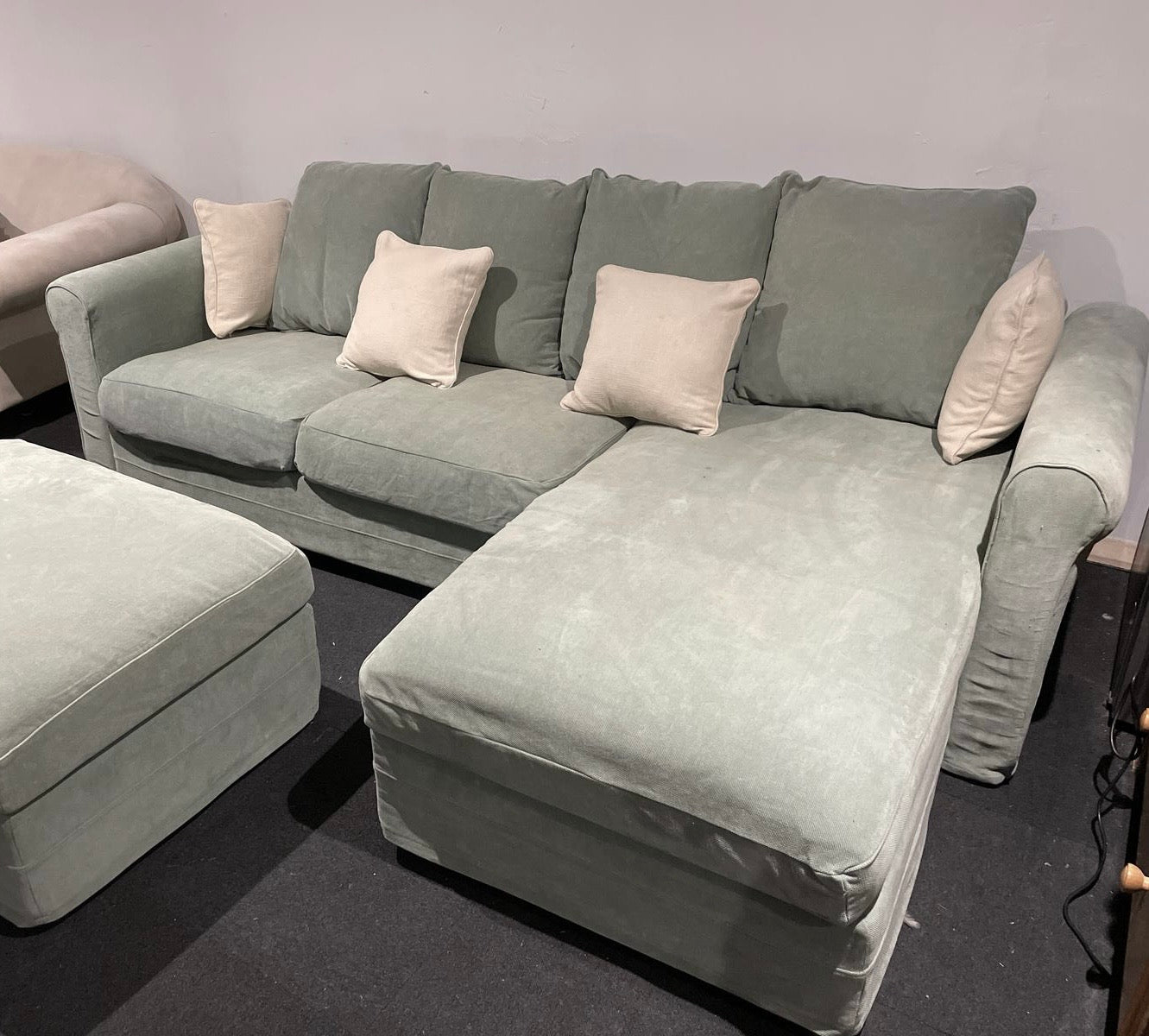 Corner Sofa Set w/ Storage - Peppermint Green