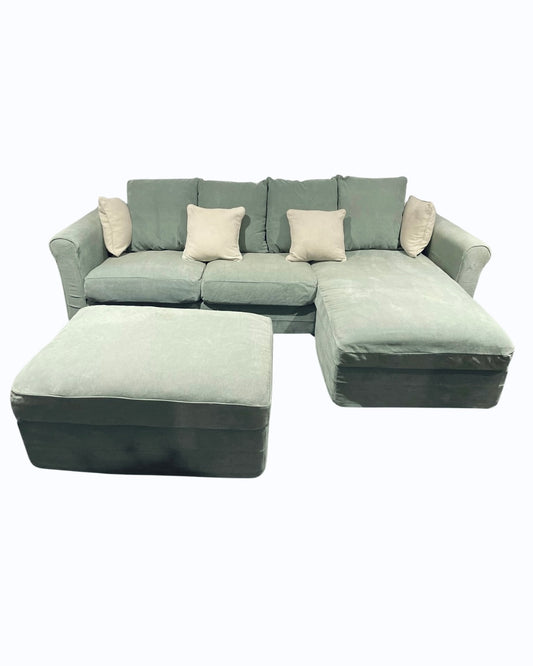 Corner Sofa Set w/ Storage - Peppermint Green