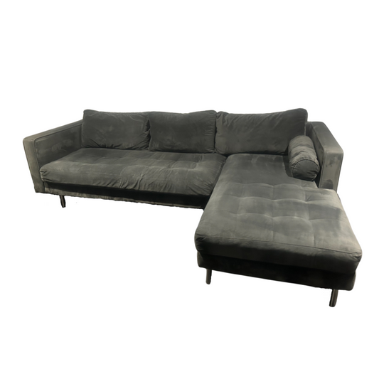 Velvet Corner Sofa - Grey