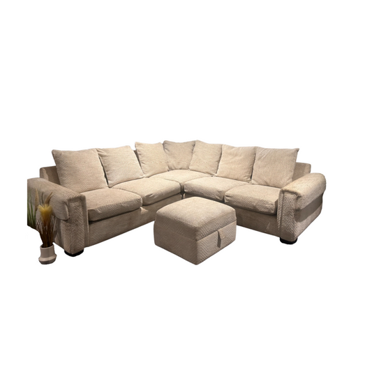 Corner Sofa & Footstool - Cream