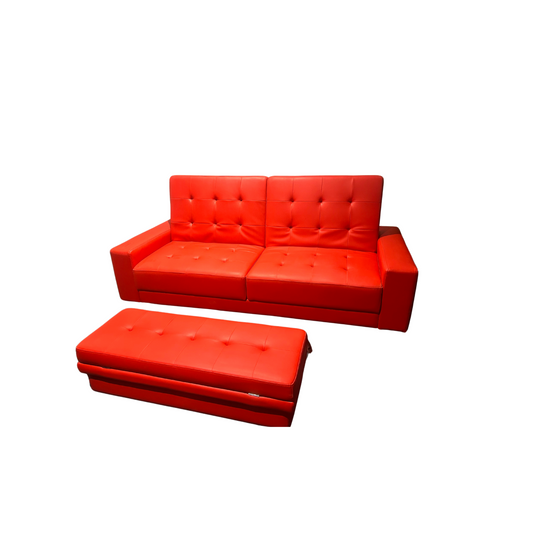 Faux Leather Sofa - Red